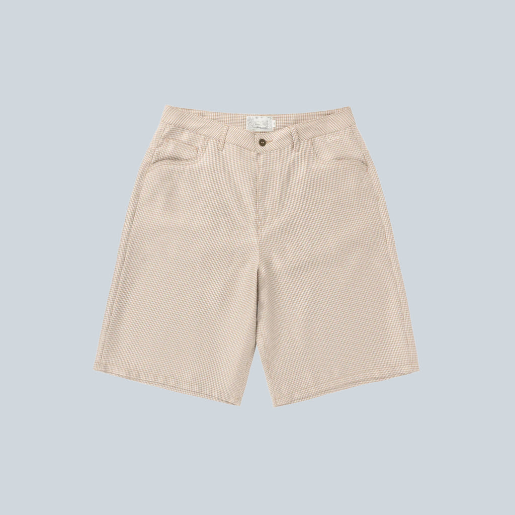 BAGGY HOUNDSTOOTH SHORTS - BEIGE