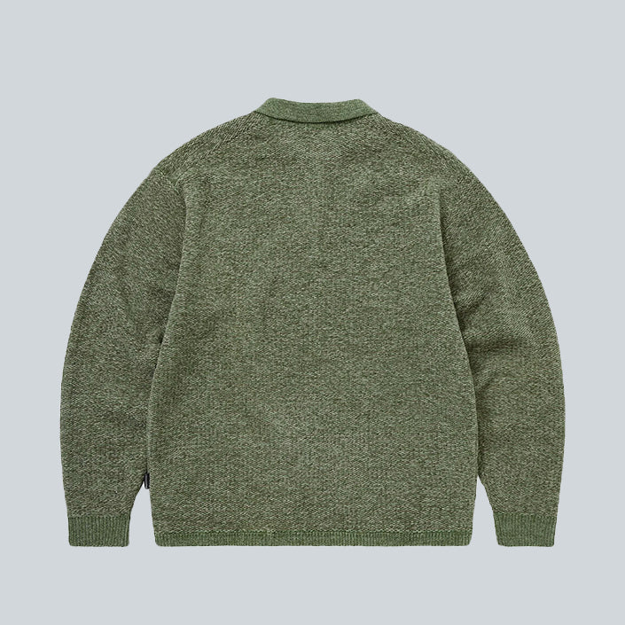 THISISNEVERTHAT VELVET KNIT POLO - GREEN image 1