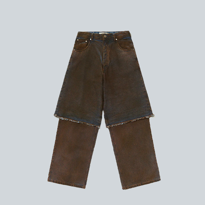 PIET OVERLAYED DENIM TROUSERS - BLUE image 0