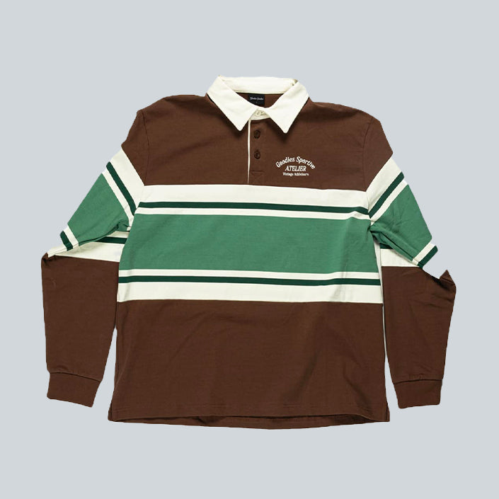 GOODIES SPORTIVE TRUFFLE HEAVY WEIGHT POLO - CHOCO ECRU GREEN image 0