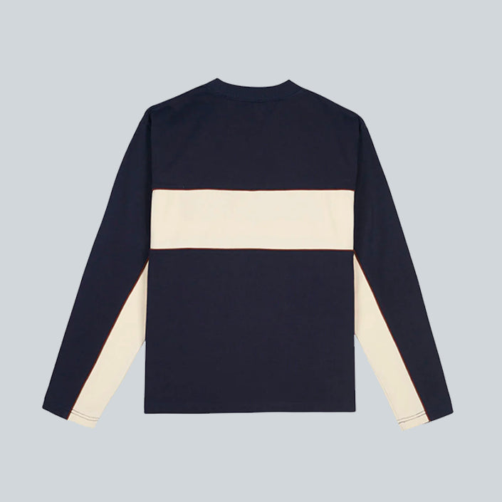 BRAIN DEAD HEAVYWEIGHT PANELED LONG SLEEVE SHIRT - NAVY image 1