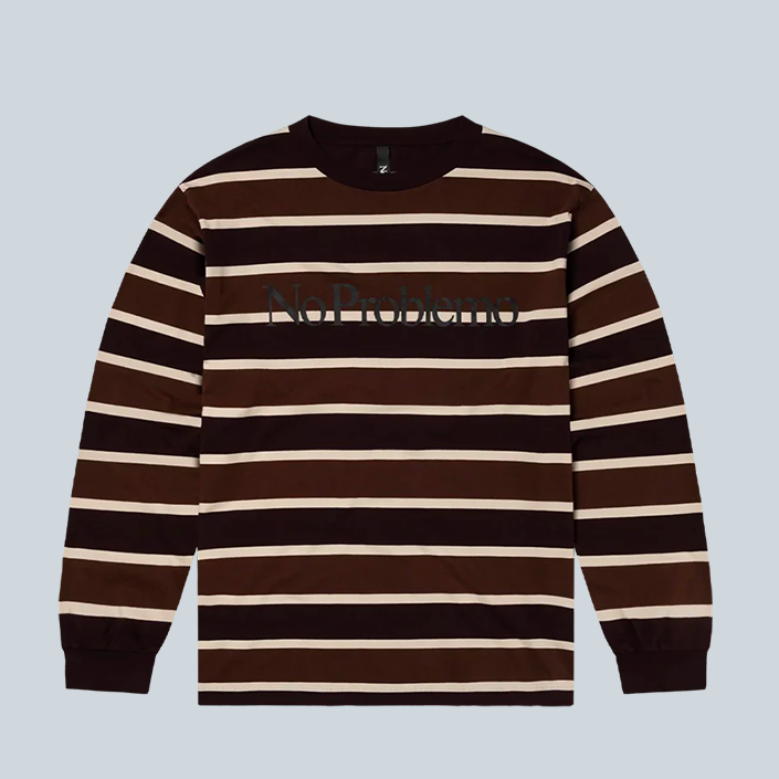 STRIPES LS TEE - BROWN