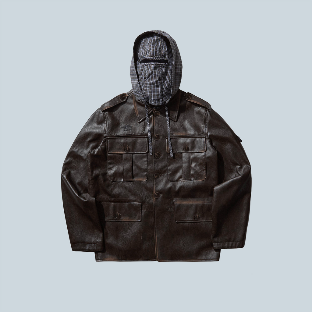 ECO LEATHER SERVICE JACKET - BURNT BROWN