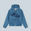 SPLIT LOGO DENIM HOOD JACKET - NAVY