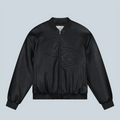 HALF LOGO LEATHER JACKET - BLACK