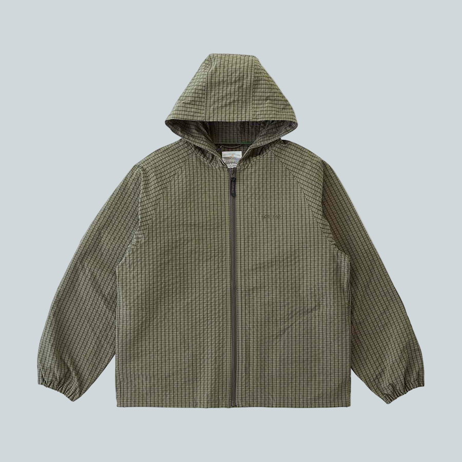 GRAMICCI NORTHSIDE PLAID HOODED JACKET - OLIVE image 0