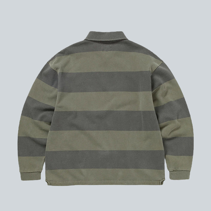 THISISNEVERTHAT HALF ZIP POLO SWEATSHIRT - MUD image 1