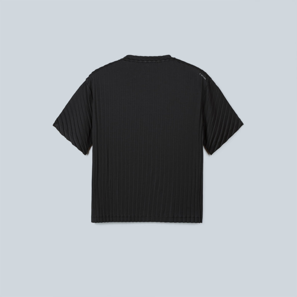 WOMEN AURALITE PLEATED TSHIRT - BLACK