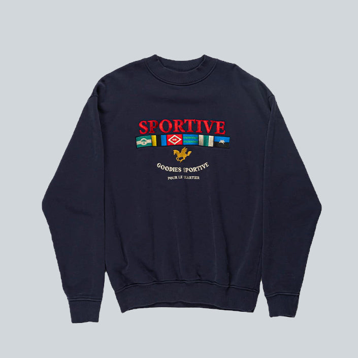 GOODIES SPORTIVE LEGACY FLAGS CREWNECK - NAVY BLUE image 0