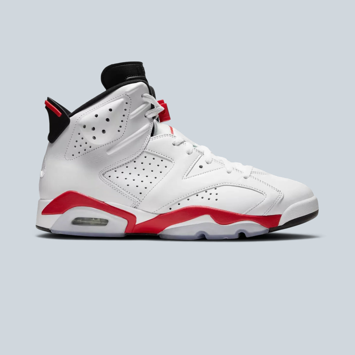 AIR JORDAN 6 RETRO - WHITE / WHITE / LT CRIMSON / BLACK