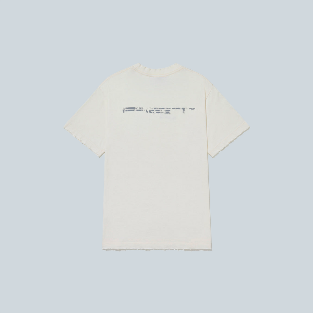 CAUTION RIPPED TSHIRT - BONE WHITE