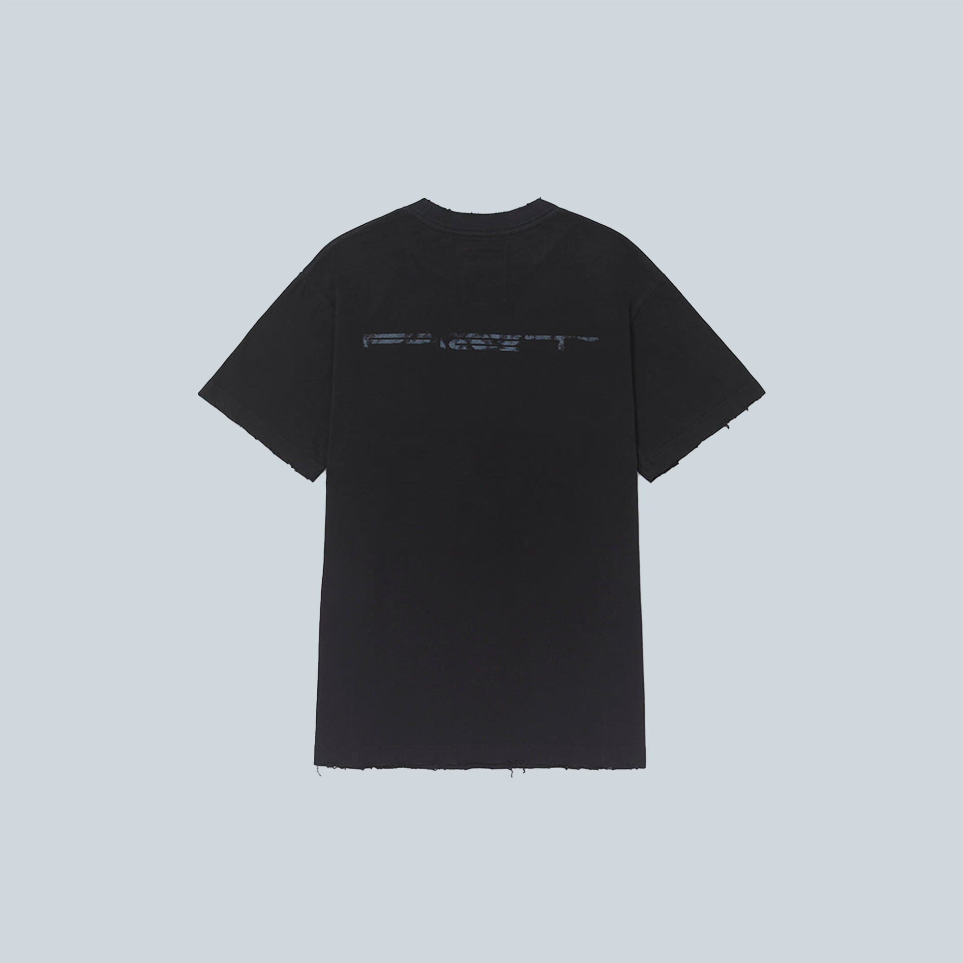CAUTION RIPPED TSHIRT - BLACK