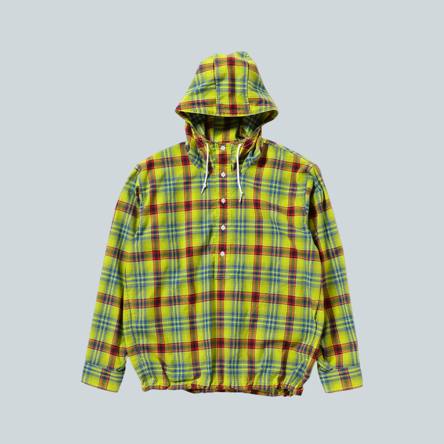 BEAMS REFLECTOR CHECK HOODIE SHIRTS - YELLOW image 0