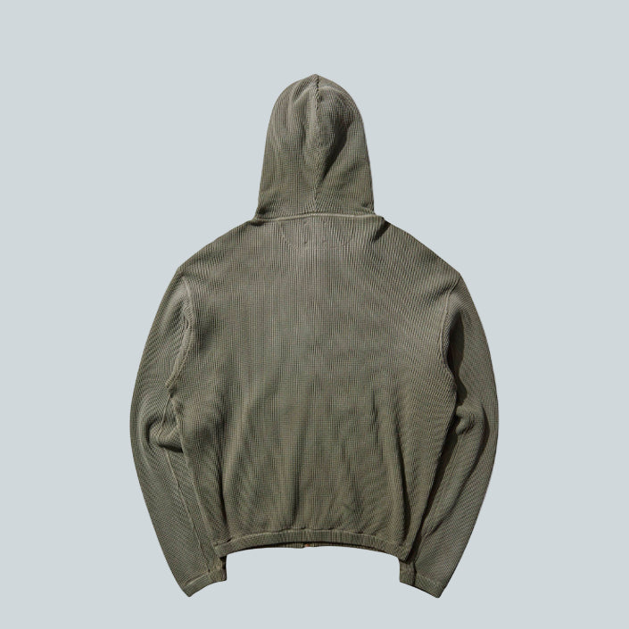 ROA BEE SUN FADED WAFFLE ZIP UP HOODIE - OLIVE image 1
