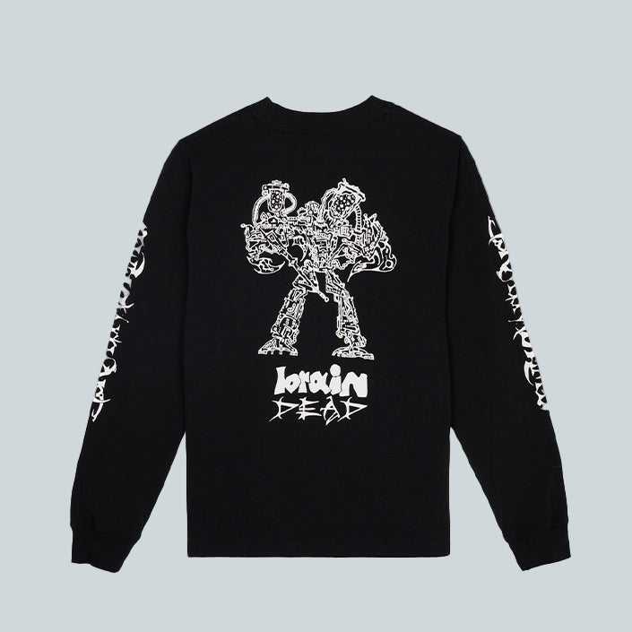 BRAIN DEAD SKULL MECH LONG SLEEVE - BLACK image 1
