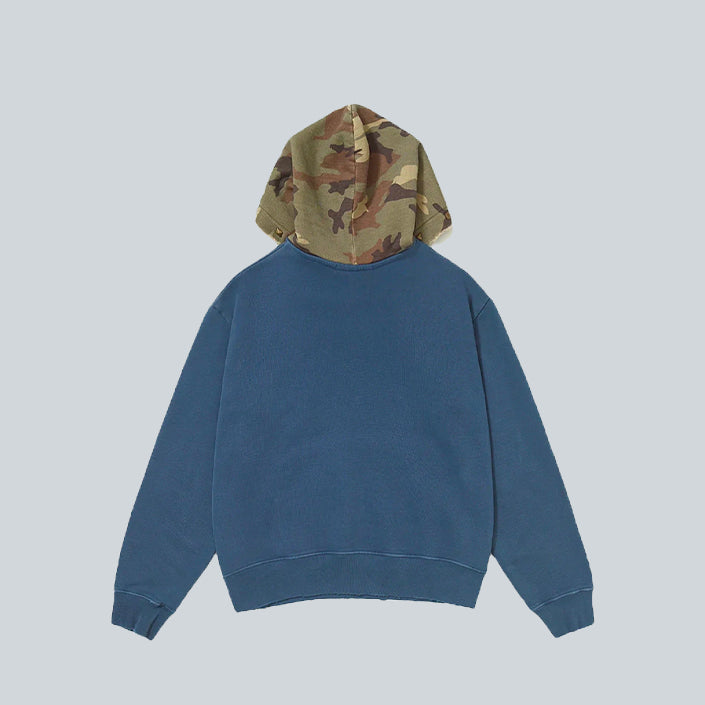 PIET DISTRESSED CAMO STUDDED HOODIE - NAVY image 1