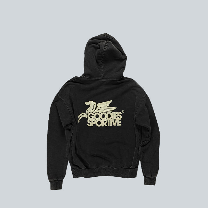 GOODIES SPORTIVE VINTAGE PEGASUS HOODIE - BLACK image 1