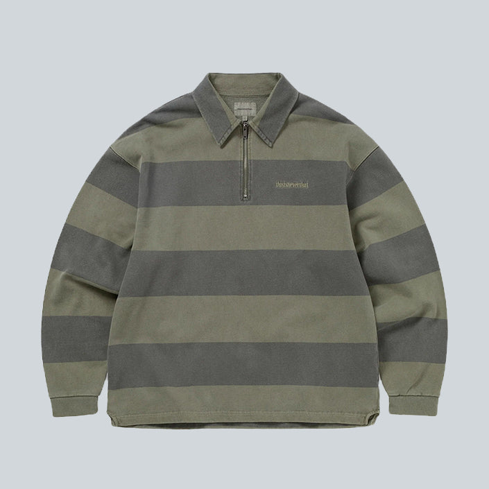 THISISNEVERTHAT HALF ZIP POLO SWEATSHIRT - MUD image 0
