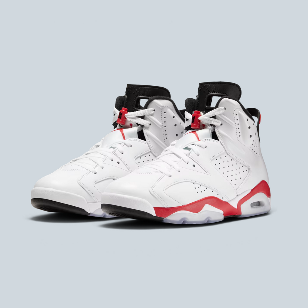 AIR JORDAN 6 RETRO - WHITE / WHITE / LT CRIMSON / BLACK