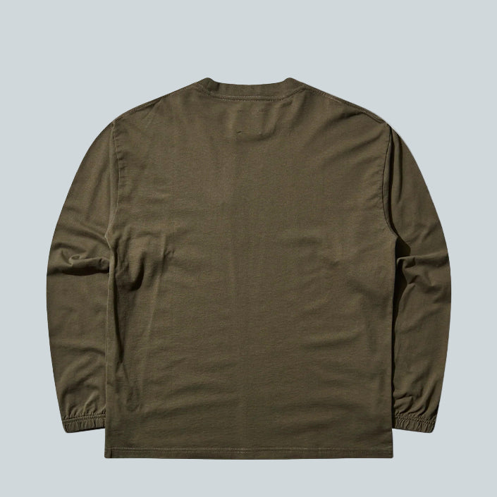 ROA LOGO ORGANIC LONG SLEEVE - OLIVE image 1