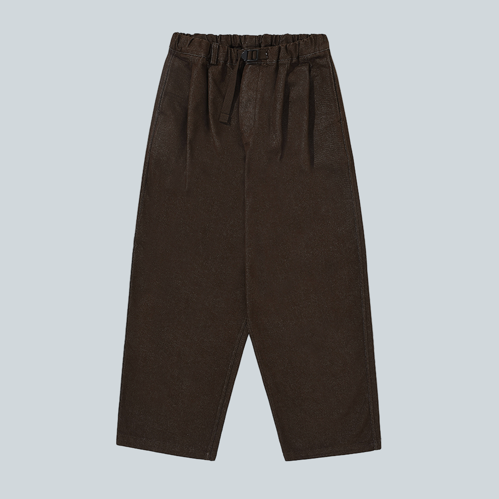 KAPPY TWO TUCK WIDE DENIM PANT - BROWN image 0