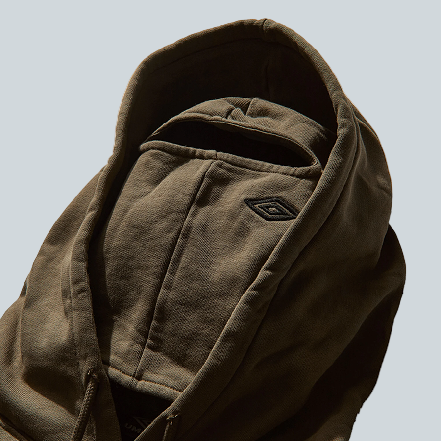 UMBRO LOGO MASK HOODIE - GREEN ARMY image 2