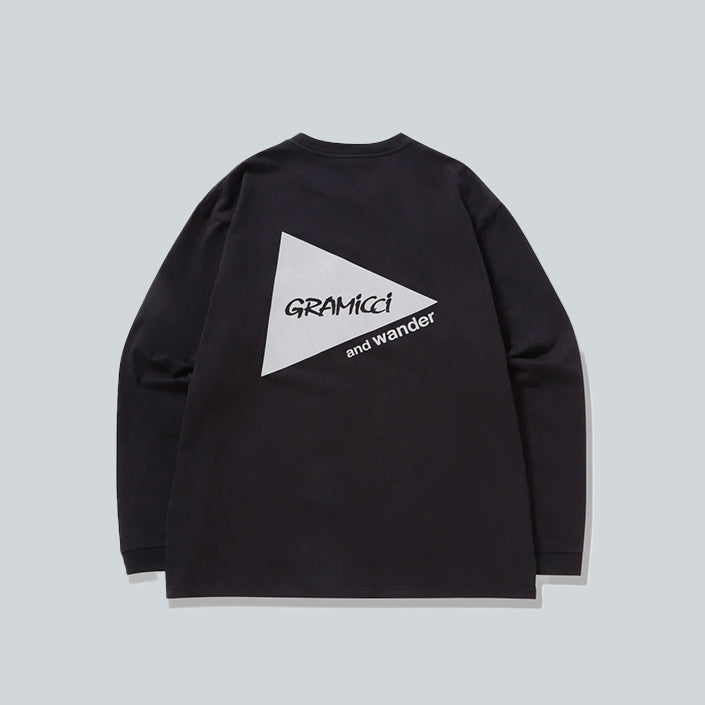 AND WANDER X GRAMICCI BACKPRINT L/S TEE - BLACK image 1