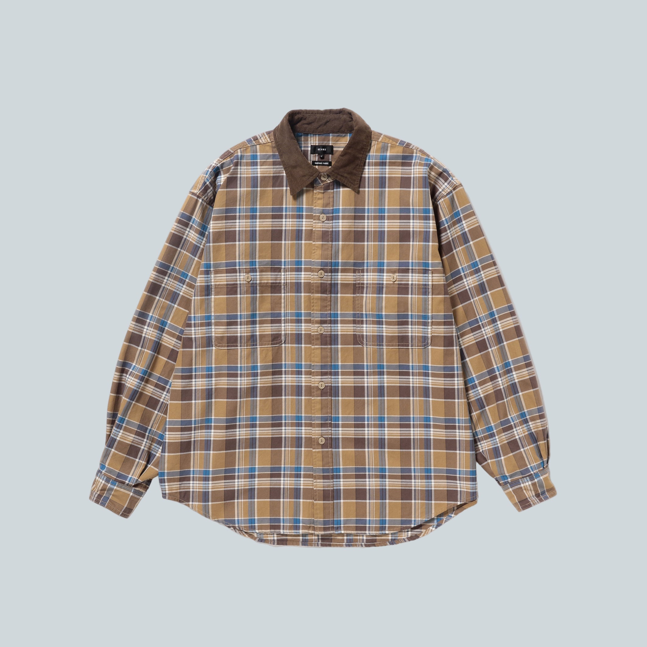 BEAMS WORK CHECK SHIRTS - BEIGE image 0