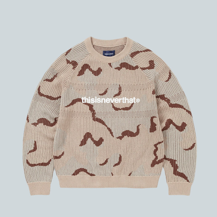 THISISNEVERTHAT T LOGO KNIT SWEATER - CAMO image 0