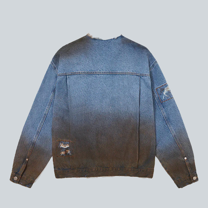 PIET DIRT STAINED DENIM JACKET - BLUE image 1