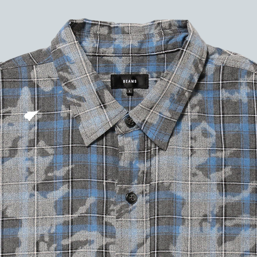 BEAMS BEAMS FADED WORK PLAID SHIRT - GREY image 2