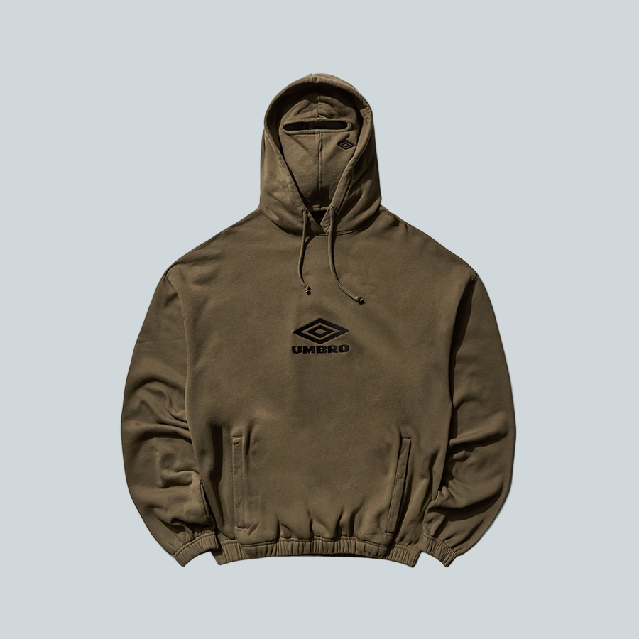 UMBRO LOGO MASK HOODIE - GREEN ARMY image 0