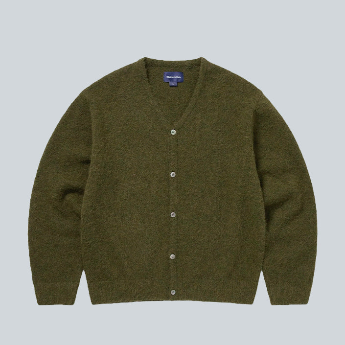 THISISNEVERTHAT HAIRY KNIT CARDIGAN - OLIVE GREEN image 0