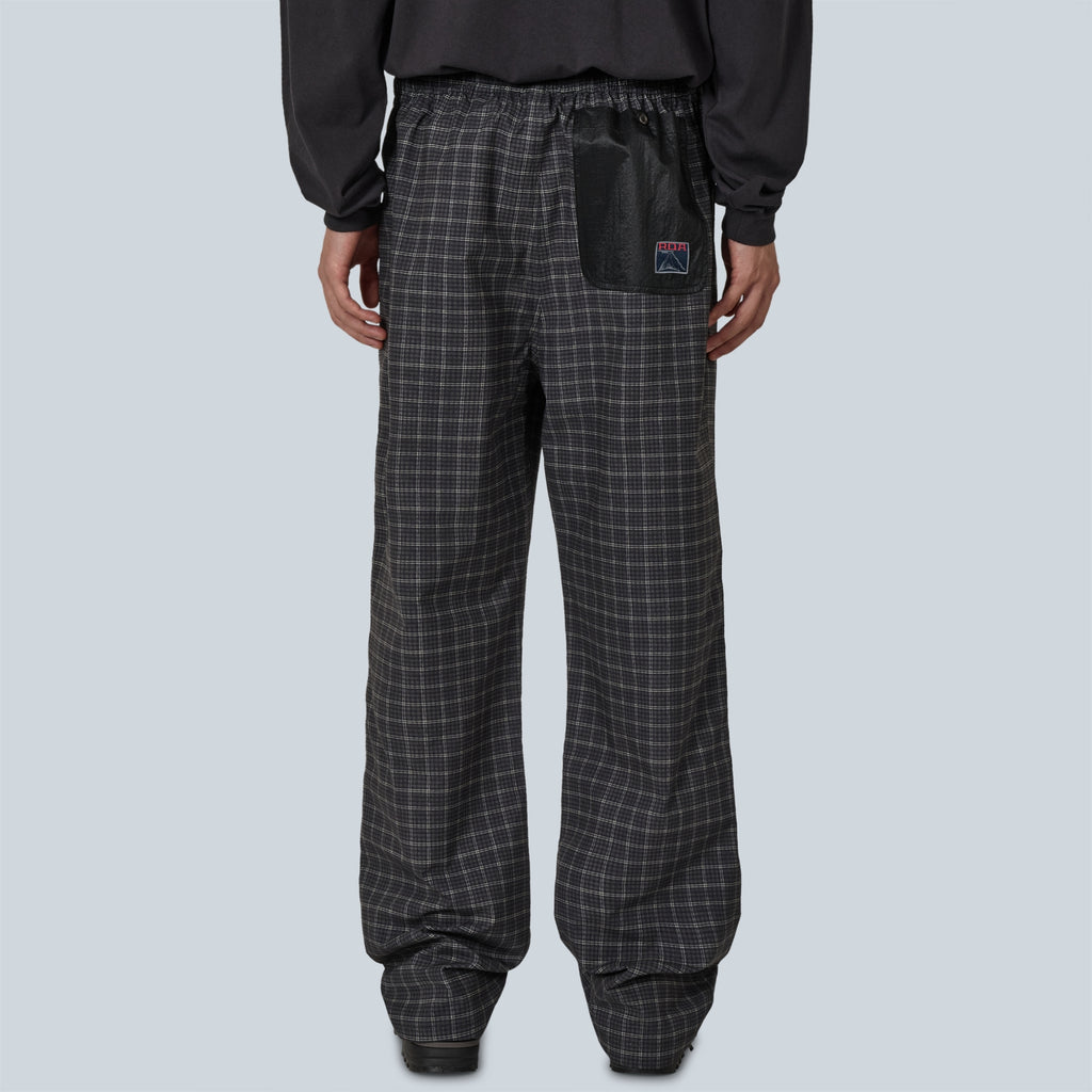 AAIR FLOWEAVE PRINTED CHECK ELASTICATED WAISTBAND PANTS - ANTHRACITE