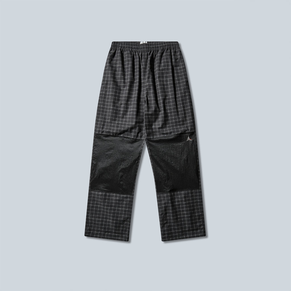 AAIR FLOWEAVE PRINTED CHECK ELASTICATED WAISTBAND PANTS - ANTHRACITE