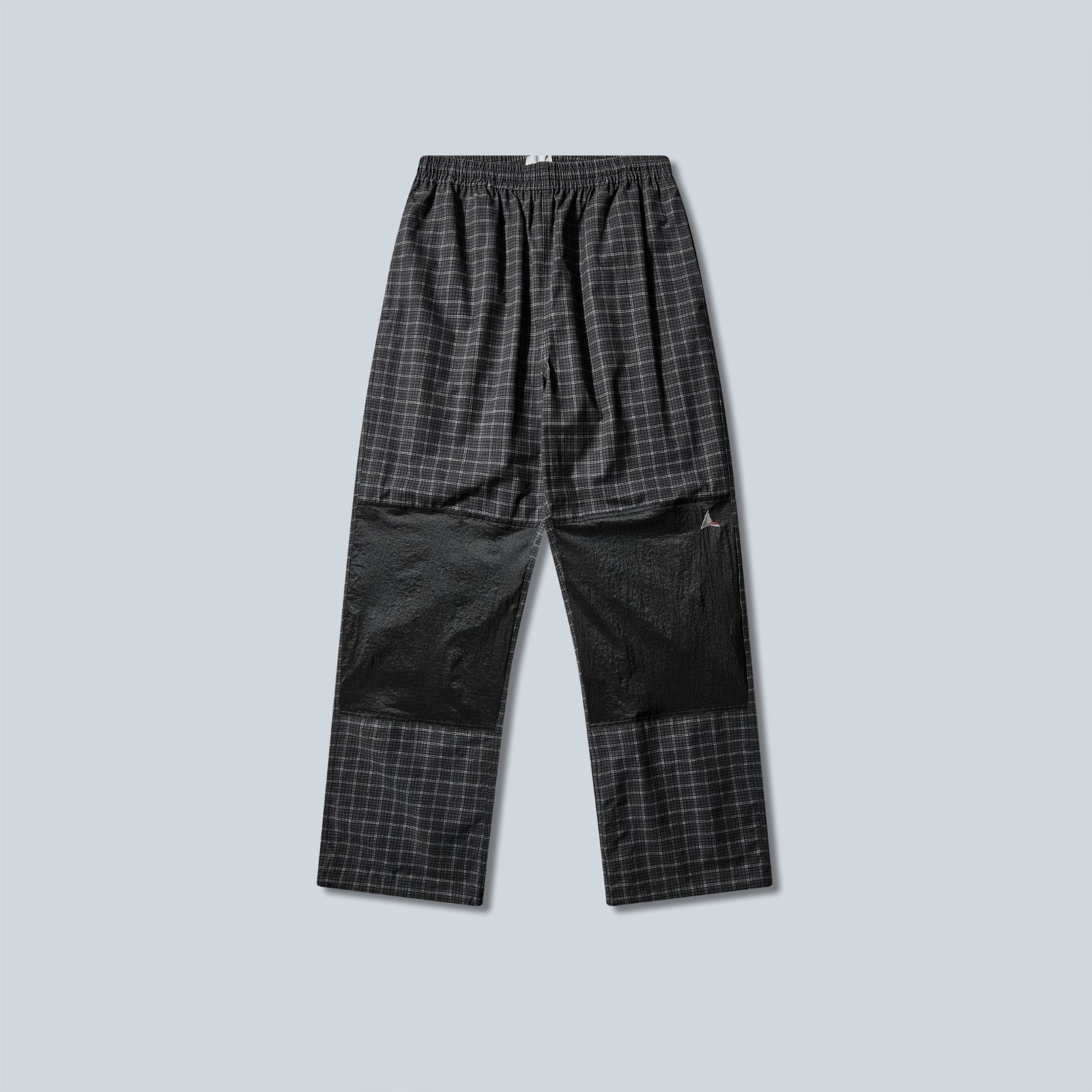 AAIR FLOWEAVE PRINTED CHECK ELASTICATED WAISTBAND PANTS - ANTHRACITE
