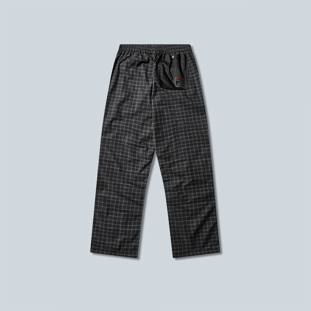 AAIR FLOWEAVE PRINTED CHECK ELASTICATED WAISTBAND PANTS - ANTHRACITE