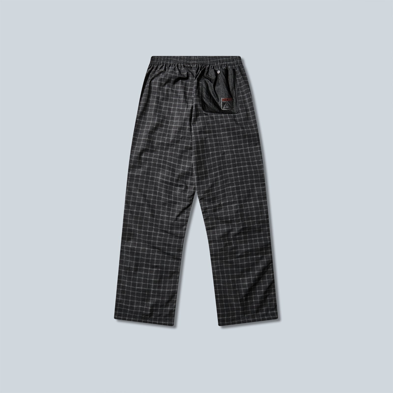 AAIR FLOWEAVE PRINTED CHECK ELASTICATED WAISTBAND PANTS - ANTHRACITE