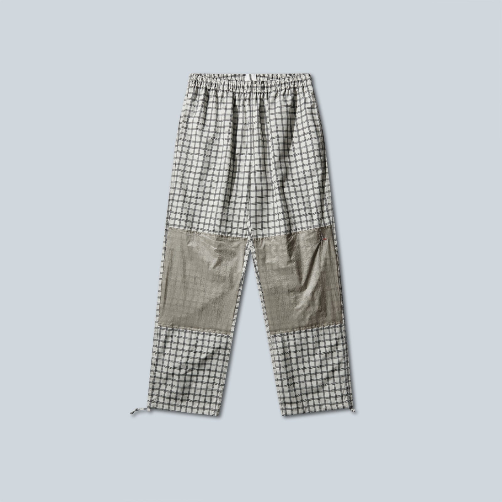 AAIR FLOWEAVE PRINTED CHECK ELASTICATED WAISTBAND PANTS - WHITE