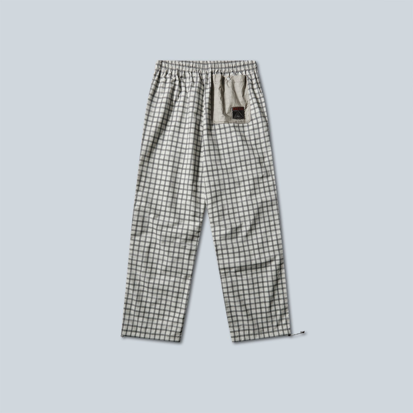 AAIR FLOWEAVE PRINTED CHECK ELASTICATED WAISTBAND PANTS - WHITE