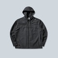 AAIR FLOWEAVE PRINTED CHECK LONG SLEEVE HOODED SHIRT - ANTHRACITE