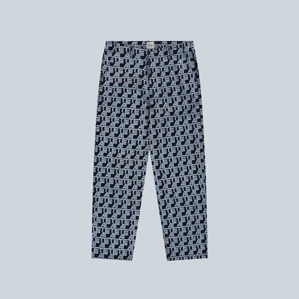 ALLOVER SQUARE DENIM PANTS - DENIM