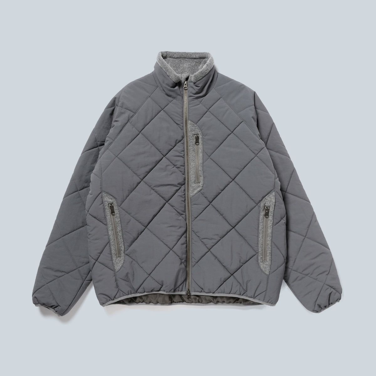 Beams Quilted Zip Blouson Grey