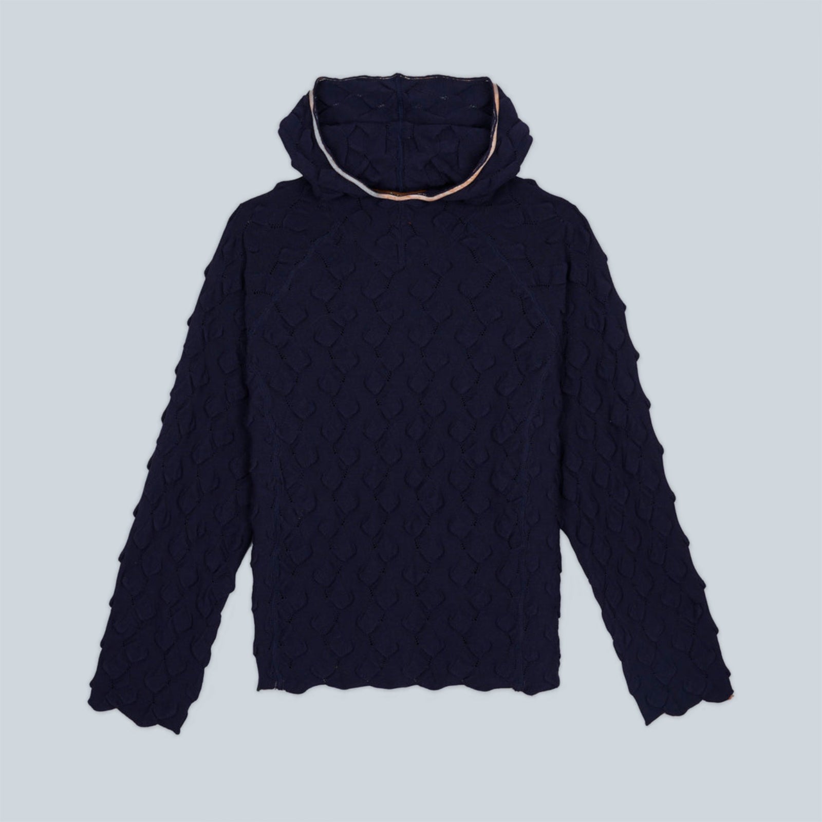 BUBBLE KNIT HOODIE - MID BLUE