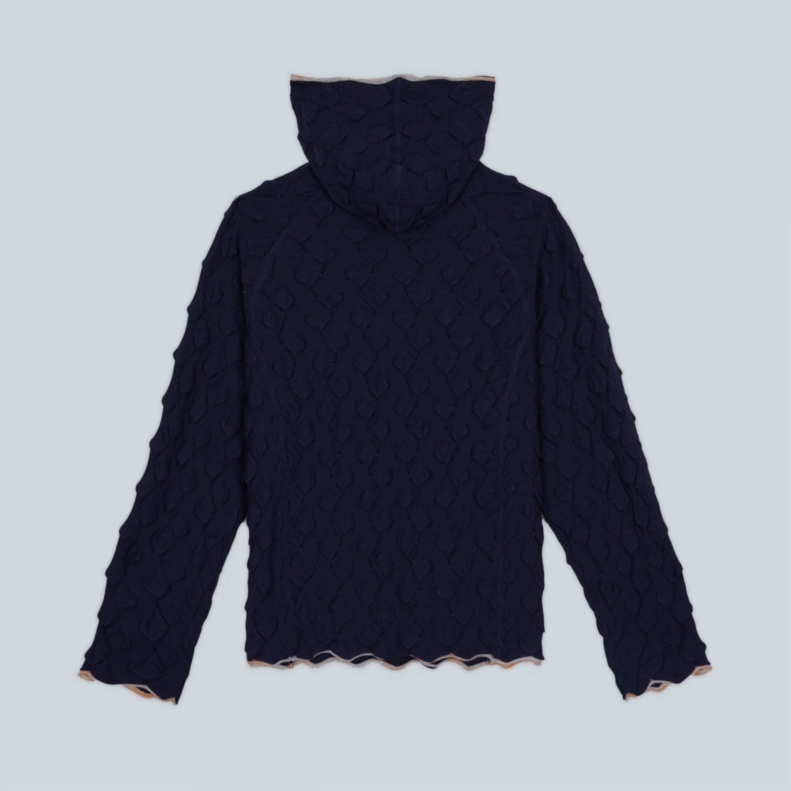 BUBBLE KNIT HOODIE - MID BLUE
