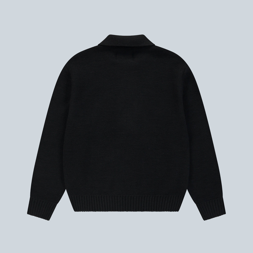 STENCIL ZIP CARDIGAN - BLACK