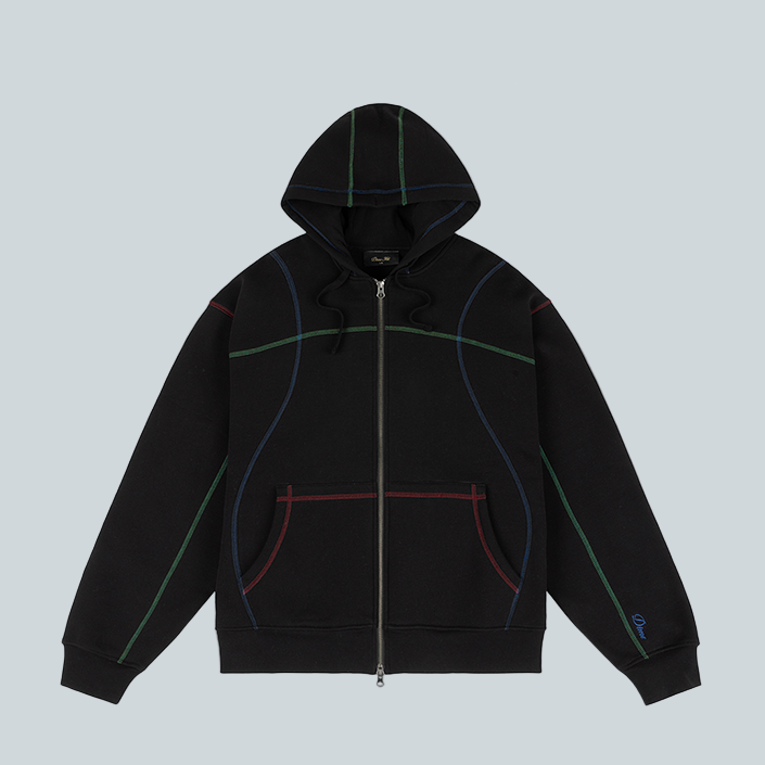 COURT ZIP HOODIE - BLACK