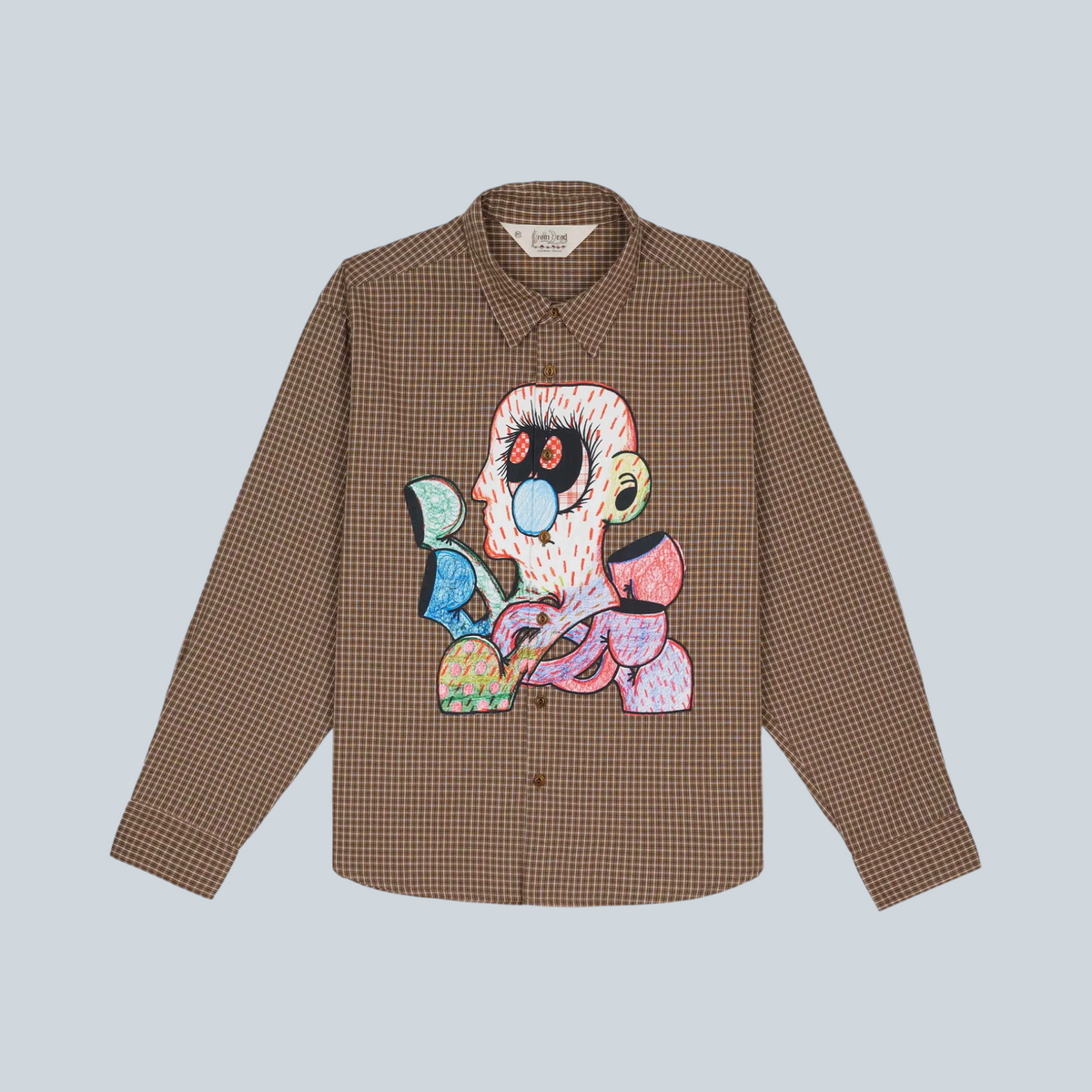 AKI RUNNING LOGO BUTTON UP SHIRT - BROWN PLAID