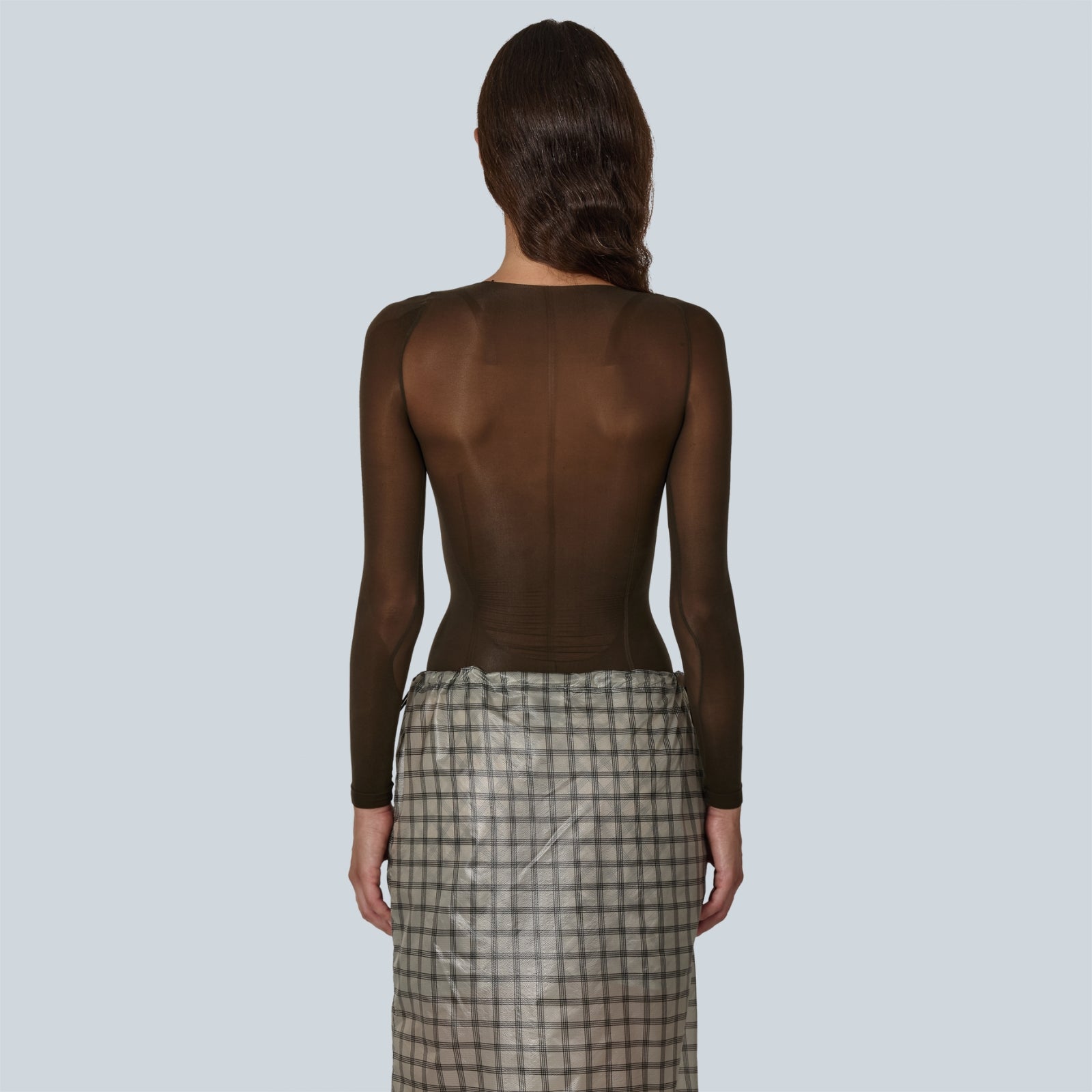 HAZE ULTRALIGHT SEAMLESS SEE THROUGH LONG SLEEVE - DARK BROWN