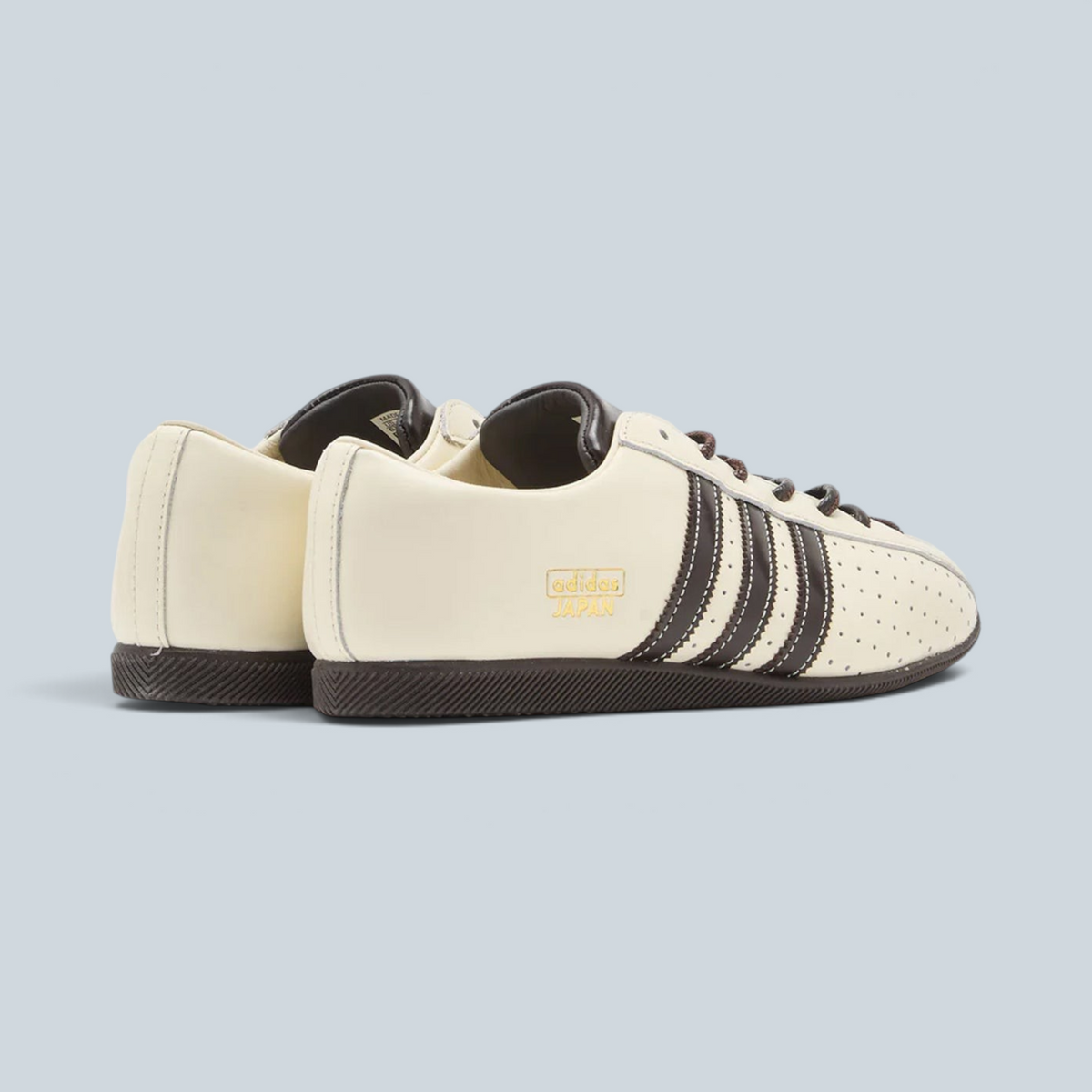 Baskets Saison JAPAN LUX beige avec bandes marron et détails perforés, vue arrière latérale